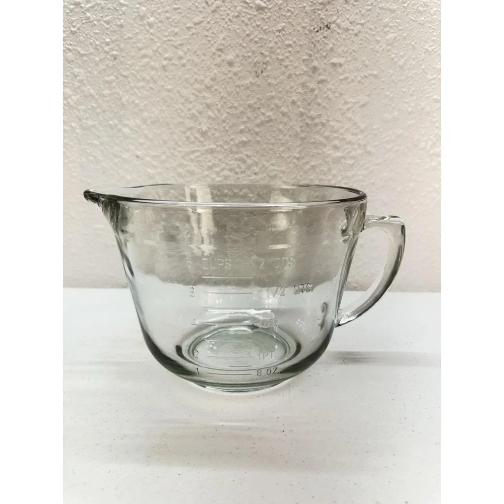 Anchor Hocking 8 Cup 2 Qt 2 Liter Measuring Clear Glass Batter Mixing Bowl USA 7